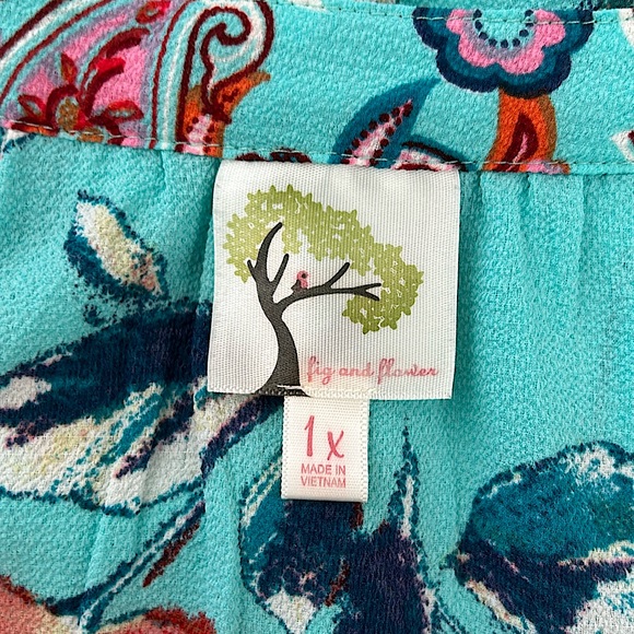 Fig and Flower Light Blue Floral 3/4 Sleeve Blouse Shirt Top **Size 1X** 🌸🌸 - Picture 5 of 5